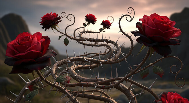 Rose vine with thorns background