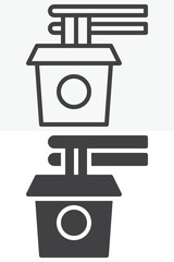 Noodle box with chopsticks icon in line and solid style. Outline and solid vector icon with editable stroke. Asian food sign symbol, noodle icon.