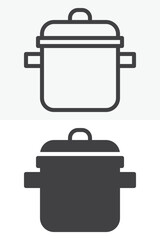 Cooking pot icon in line and solid style. Outline and solid vector icon with editable stroke. Kitchen cookware sign symbol, pot icon.