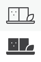 Tofu cubes icon in line and solid style. Outline and solid vector icon with editable stroke. Soy food sign symbol, tofu icon.