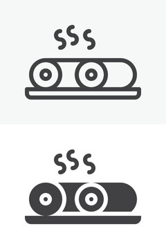 Spring roll icon in line and solid style. Outline and solid vector icon with editable stroke. Asian snack sign symbol, spring roll icon.