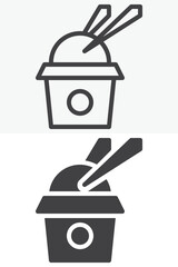 Takeout rice box with chopsticks icon in line and solid style. Outline and solid vector icon with editable stroke. Asian food sign symbol, takeout icon.