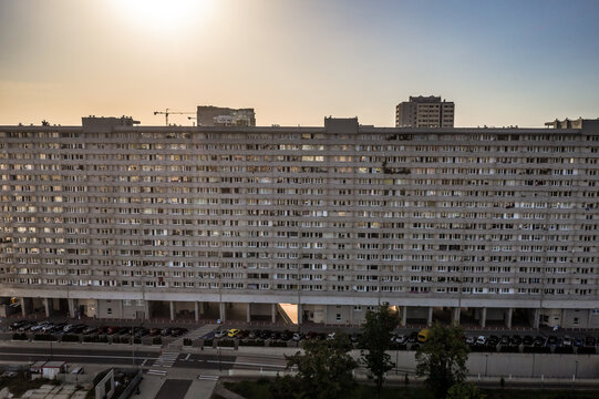 Superunit, huge block of flats, example of brutalist architecture in Katowice city, Silesia region of Poland
