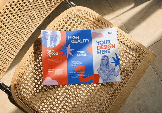 Mockup Of Customized Tri-Fold Open Leaflet