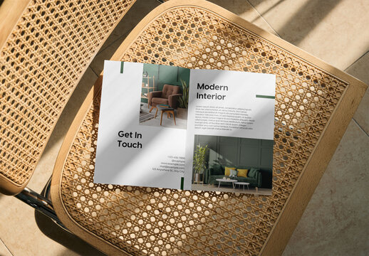 Mockup Of Customized Bi-Fold Open Leaflet