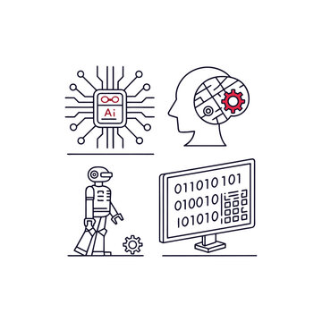 Artificial Intelligence, Robotics, and Digital Computation Concept Vector Illustration