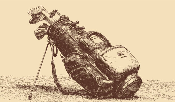 Golf bag illustration, vector background. This vector illustration can be used in any size you like for advertising, logos, and other work.