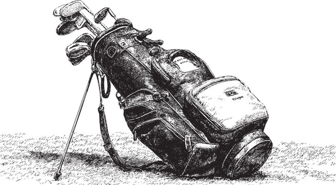 Golf bag illustration, vector background. This vector illustration can be used in any size you like for advertising, logos, and other work.