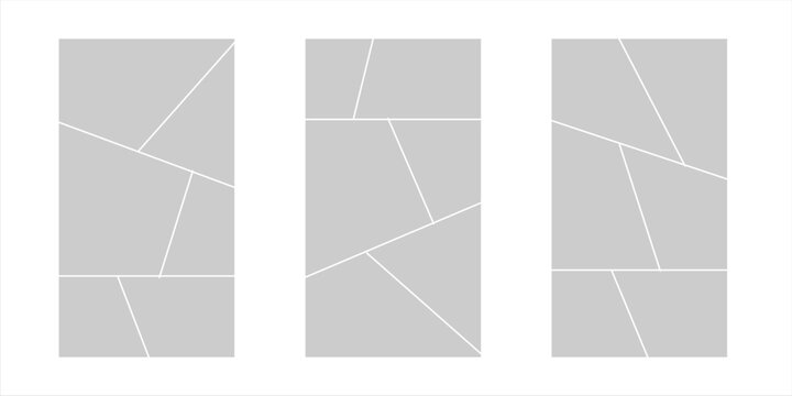 Image collage layout template. Mosaic mood board grid collection. Picture frame set. Photo album concept idea for banner, poster, comic page, flyer, brochure, booklet, memory wall design. Vector pack