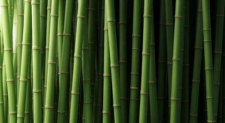 Obraz premium A Close-Up View of Vibrant Green Bamboo Stalks in a Dense Forest.
