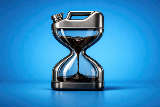 a fuel can hourglass with crude oil