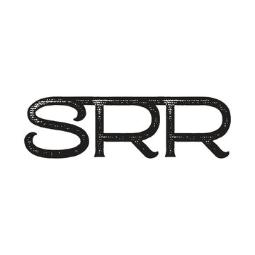 SRR Distressed Typography Vector with Grunge Texture - Isolated Black Letters