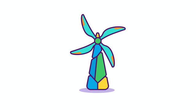 Colorful Wind Turbine Illustration.