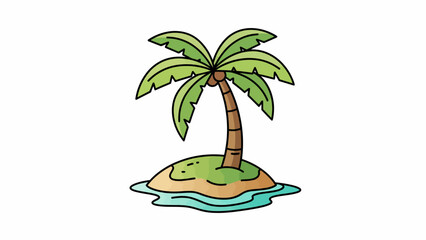 Fototapeta premium Palm Tree on Small Island.