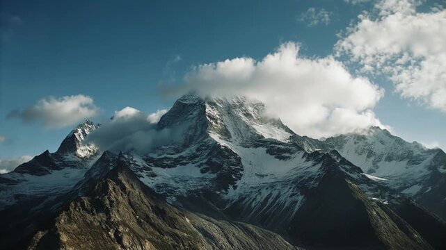 Sunset Time-Lapse Over Mountain with shadows and Moving Clouds, Documentary Style