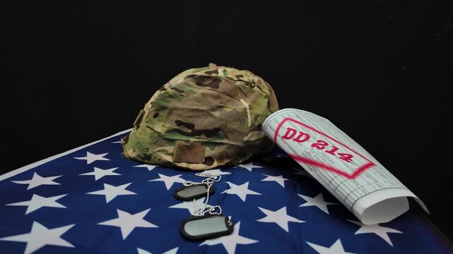 This video explains the military separation process using powerful visuals of a combat helmet and ID tags to represent the transition from service to civilian life