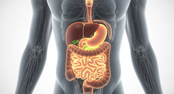 Human Digestive System Anatomy Illustration.