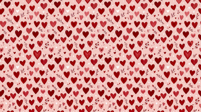  Patr&oacute;n rom&aacute;ntico de corazones rojos. Fondo perfecto para San Valent&iacute;n, amor, tarjetas o dise&ntilde;os rom&aacute;nticos.
