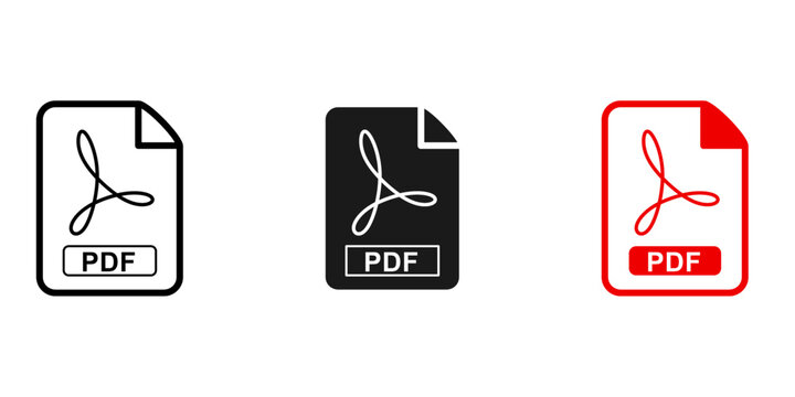 PDF file icon, document format symbol, download and digital document vector, outline and solid UI icon for web and app