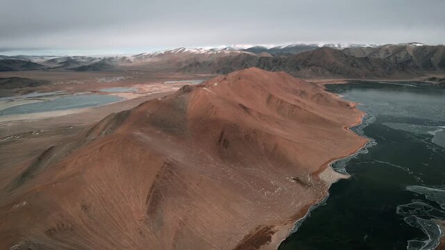 Aerial View Of Dund Lake Bayan Ulgii Mongolia Mountain Landscape