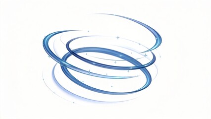 Fototapeta premium Abstract blue glassy rings with sparkles isolated on white background 3d render futuristic technology concept motion swirl design for business presentation or scientific innovation