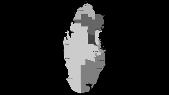 Vector map of Qatar with names of cities and with borders city