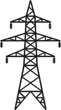 Industrial High Voltage Power Line Tower Silhouettes