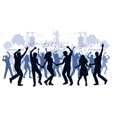 People dancing in a group together.