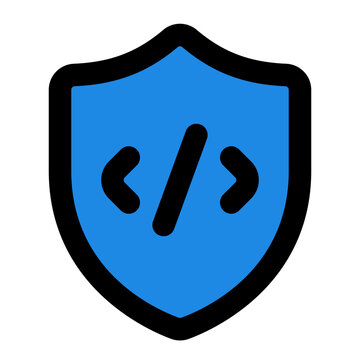 Shield Filled Line Icon Vector, Bold Outline Coding and Programming Symbol for Developer and Web Design Concept