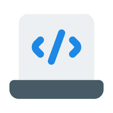 Laptop Coding Flat Icon Vector, Colorful Coding and Programming Symbol for Developer and Web Design Concept