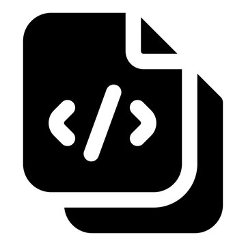 Code File Glyph Icon Vector, Solid Coding and Programming Symbol for Developer and Web Design Concept