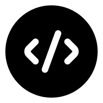 Code Glyph Icon Vector, Solid Coding and Programming Symbol for Developer and Web Design Concept