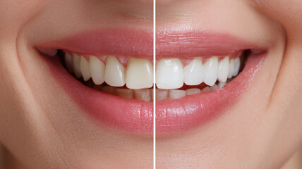 Fototapeta premium Before and after teeth whitening comparison