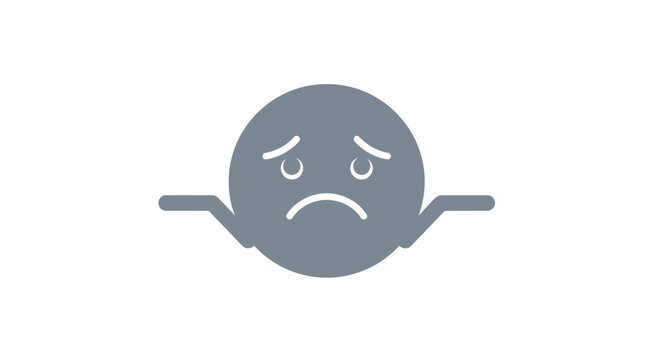 A gray emoticon with a frowning face.