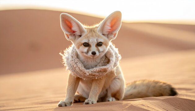 Adorable Fennec Fox Posing in the Desert Sands.