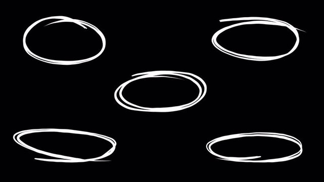 Marker Highlight Stroke Set &ndash; Hand Drawn Circle Emphasis Scribble Overlay Alpha Channel 4K