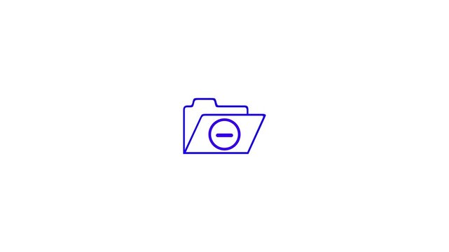 Blue folder icon with minus symbol on white background image photo