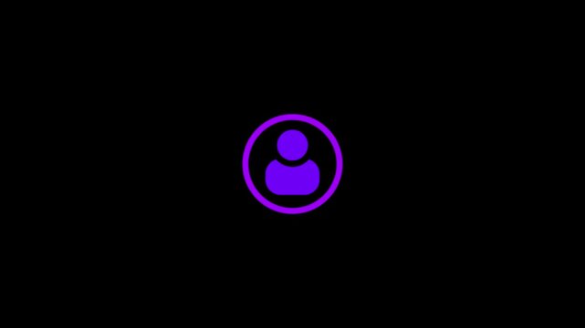 Purple Person Icon Silhouette Centered on Black Background user icon profile icon
