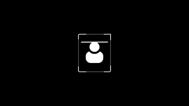 White Person Icon in Frame Centered on Black Background user icon profile icon