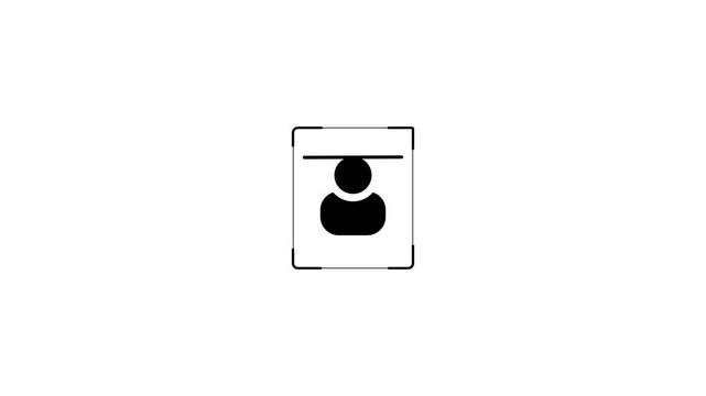 Simple Silhouette of a Person Icon within a Rectangular Frame and Corner Brackets Keywords: icon, person, silhouette, user, profile, avatar, human, symbol, head, shoulders, body, outline, graphic
