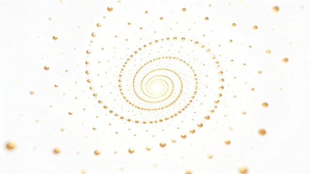 Abstract golden spiral of glowing particles on white background 3d render of geometric dots forming a vortex futuristic design for science technology data visualization luxury bran