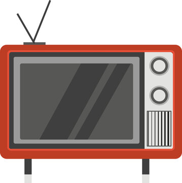 TV cabinet designed in a retro style, wooden frame that the TV fits into, convex screen and two antennas for the correct frequency.