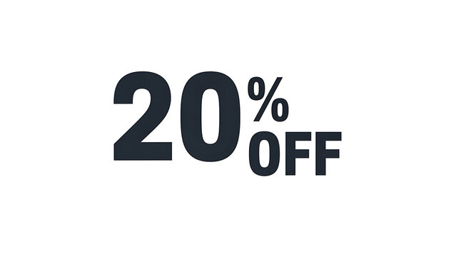 A promotional sign offering twenty percent off on a white background