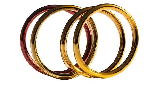 Minimalist interlocking ring sculptures modern art isolated on white background