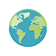 Fototapeta premium Stylized Earth globe showing continents and oceans with a green and blue color scheme