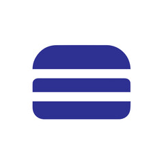 Fototapeta premium Deep blue abstract icon featuring stacked horizontal shapes provides a professional and clean visual marker for technology or corporate food services.