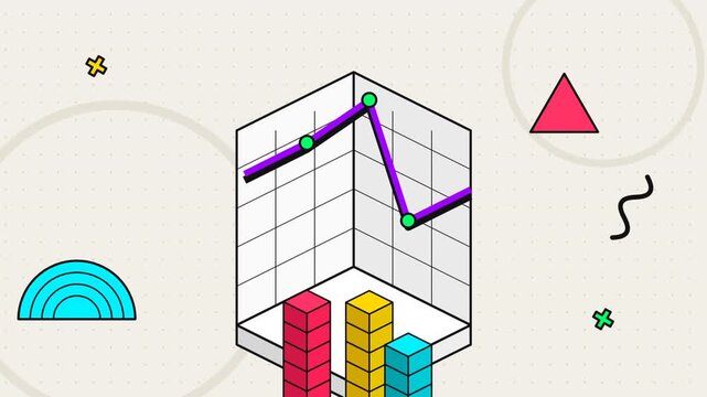 Abstract Isometric Business Analytics Chart Animation