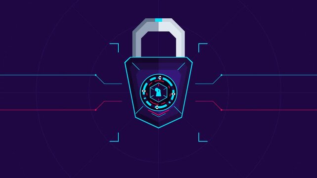 Digital Cyber Security Concept with Futuristic Padlock Icon