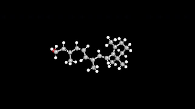 Retinol Vitamin A Anti Aging 3D Animation Rotating Molecular Structure Seamless Loop Alpha Transparent Background 4K Scientific Medical Concept