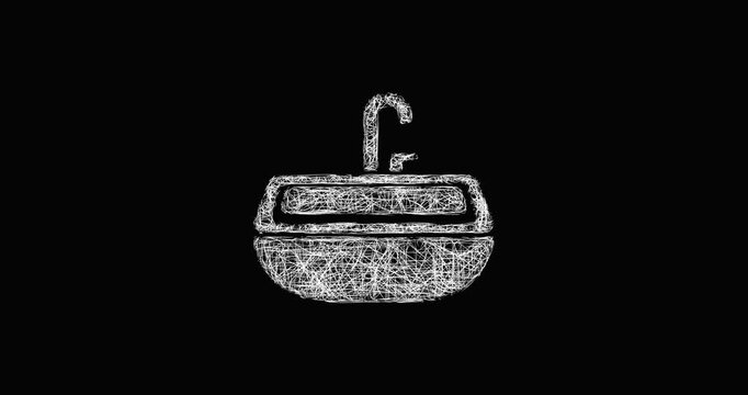 Sketch sink icon animation - smooth progressive reveal